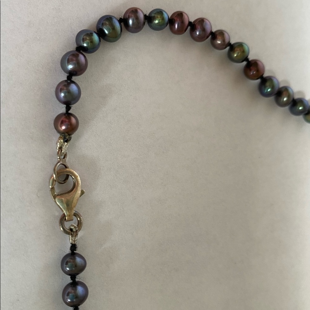Genuine Freshwater Pearl Purple Blue Green Women’s Sterling 925 Choker Necklace - Picture 2 of 6